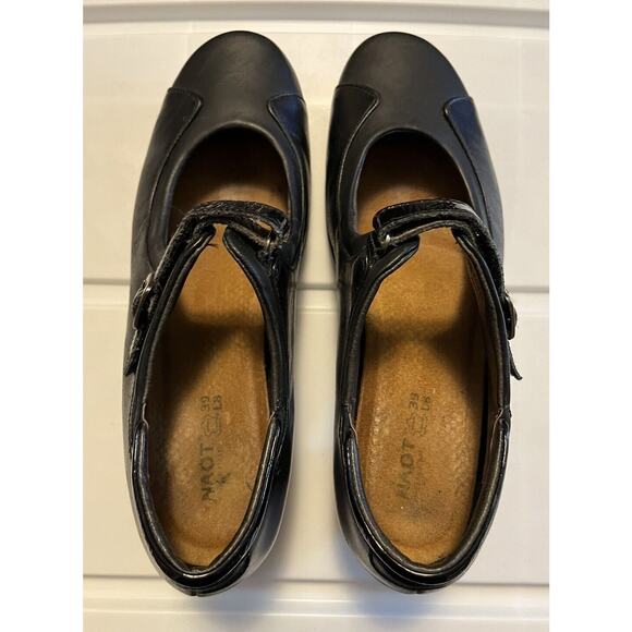 Naot Dashing Mary Jane Shoes Women’s Sz 8 Black Leather Comfort Heel Pump Career - Picture 3 of 11